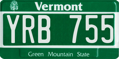 VT license plate YRB755