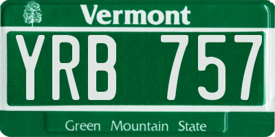 VT license plate YRB757