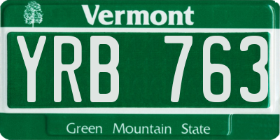VT license plate YRB763