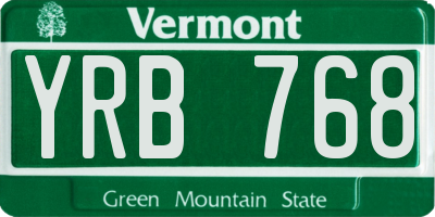 VT license plate YRB768