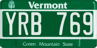 VT license plate YRB769