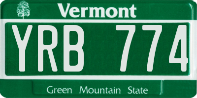 VT license plate YRB774