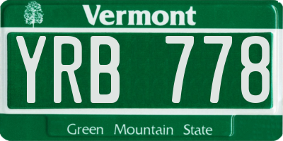 VT license plate YRB778