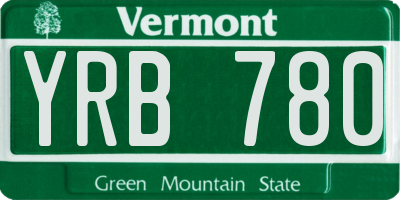 VT license plate YRB780