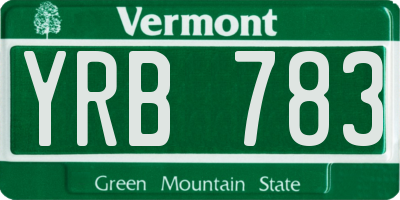 VT license plate YRB783