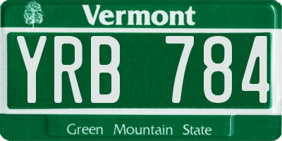 VT license plate YRB784