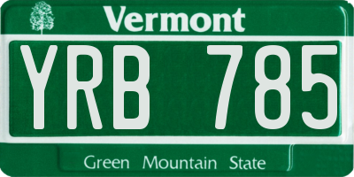 VT license plate YRB785