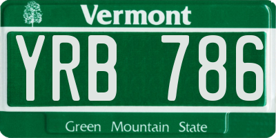 VT license plate YRB786