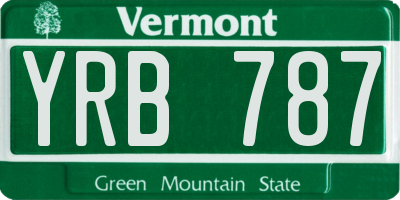 VT license plate YRB787