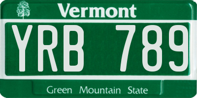 VT license plate YRB789