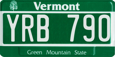 VT license plate YRB790