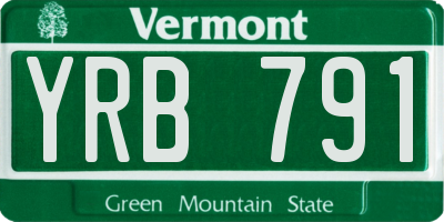 VT license plate YRB791