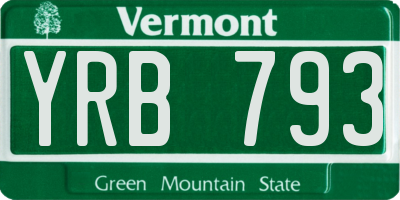 VT license plate YRB793