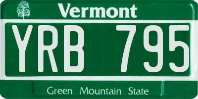 VT license plate YRB795
