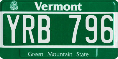 VT license plate YRB796
