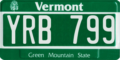 VT license plate YRB799