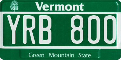 VT license plate YRB800