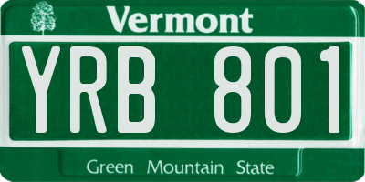 VT license plate YRB801