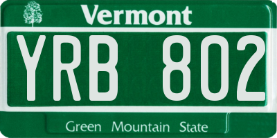VT license plate YRB802