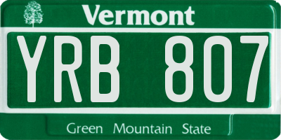 VT license plate YRB807