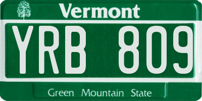 VT license plate YRB809
