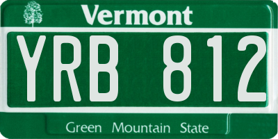VT license plate YRB812
