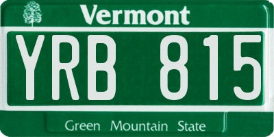 VT license plate YRB815