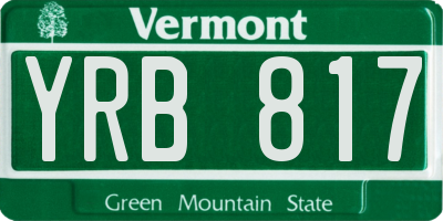 VT license plate YRB817