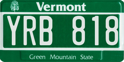 VT license plate YRB818