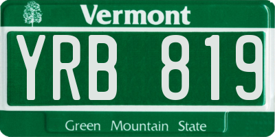 VT license plate YRB819