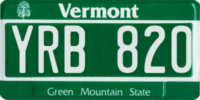 VT license plate YRB820