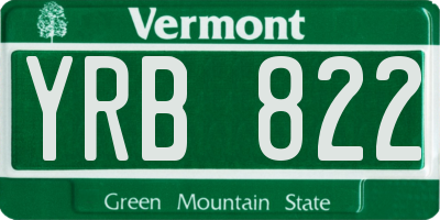 VT license plate YRB822