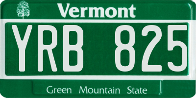 VT license plate YRB825