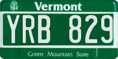 VT license plate YRB829