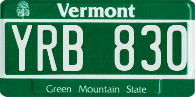 VT license plate YRB830