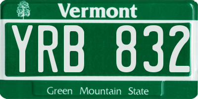 VT license plate YRB832