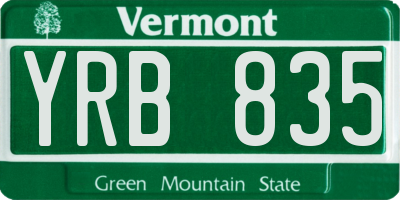VT license plate YRB835