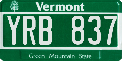 VT license plate YRB837