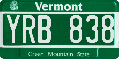 VT license plate YRB838