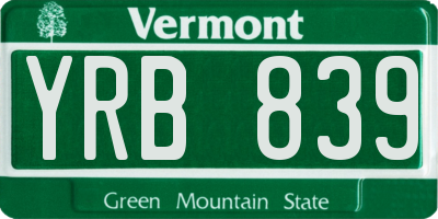 VT license plate YRB839