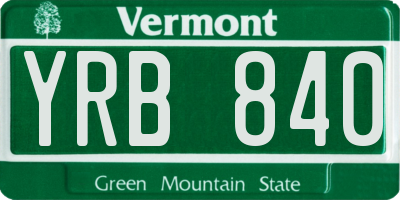 VT license plate YRB840