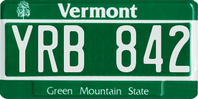 VT license plate YRB842
