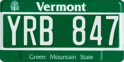 VT license plate YRB847