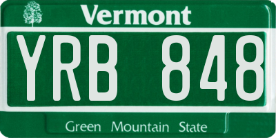 VT license plate YRB848