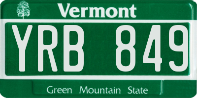 VT license plate YRB849