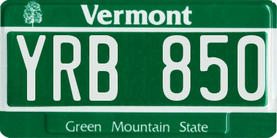 VT license plate YRB850