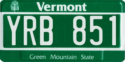 VT license plate YRB851