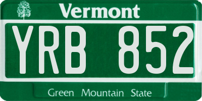 VT license plate YRB852