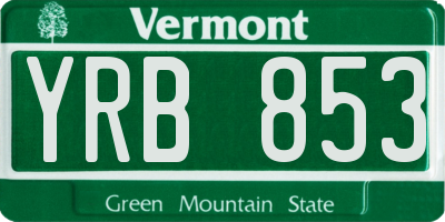 VT license plate YRB853