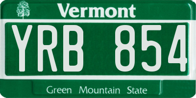 VT license plate YRB854